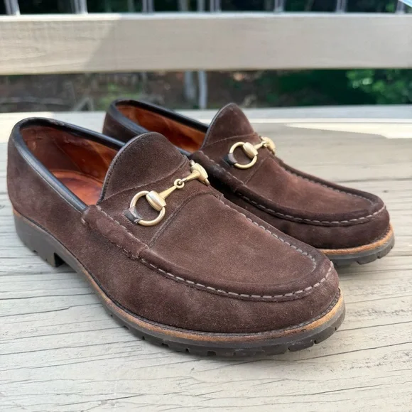 Gucci Horsebit Loafers Brown Suede Men 9.5 D Rubber Men main image 4